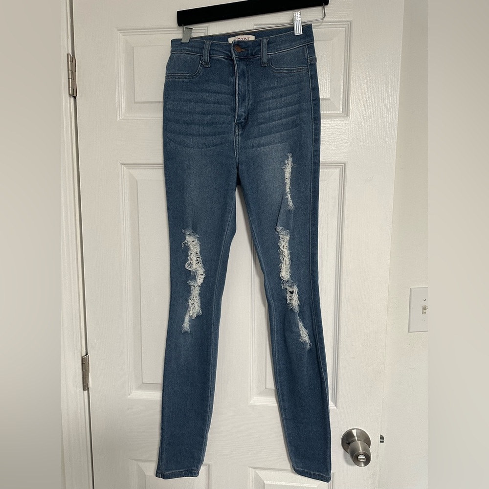 Vibrant M.I.U Distressed Skinny Jeggings Women Size 5 (W26) Preowned